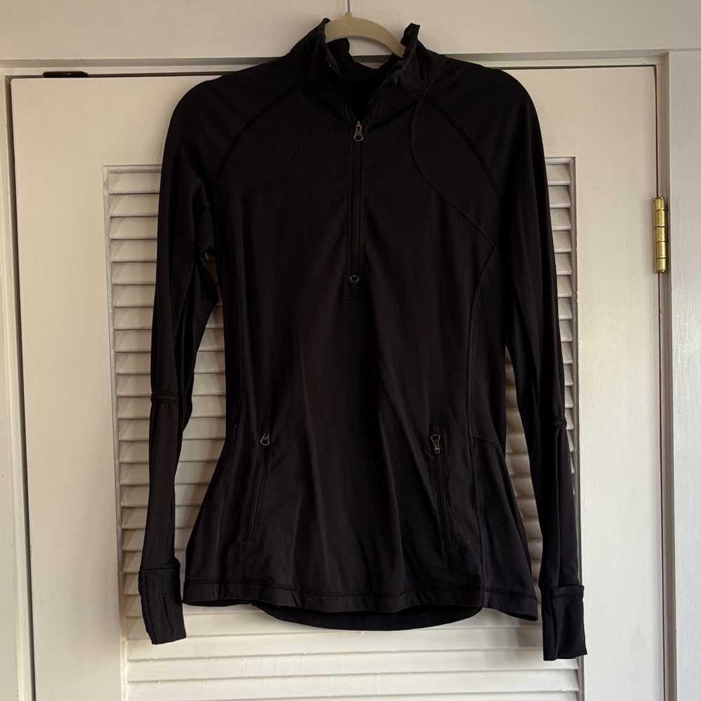 Black Lululemon Half Zip Long-Sleeve Top